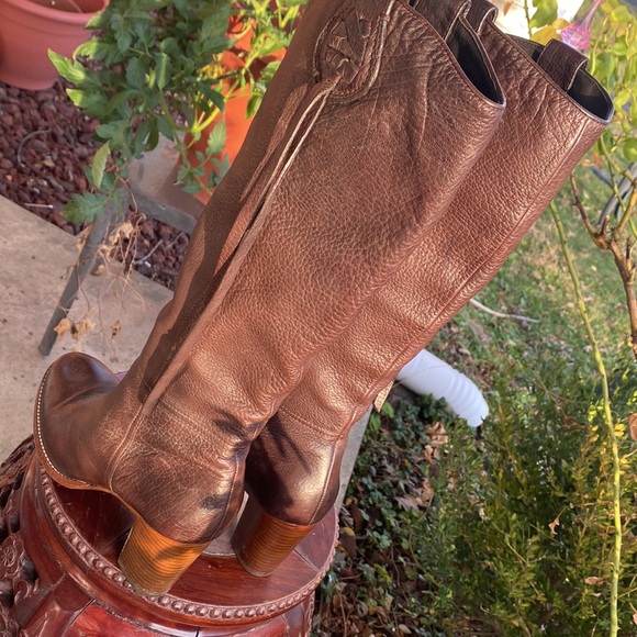 VintageCoach Womens Knee High Riding Boots Size 8 Brown Leather Tassels Western - Picture 3 of 16